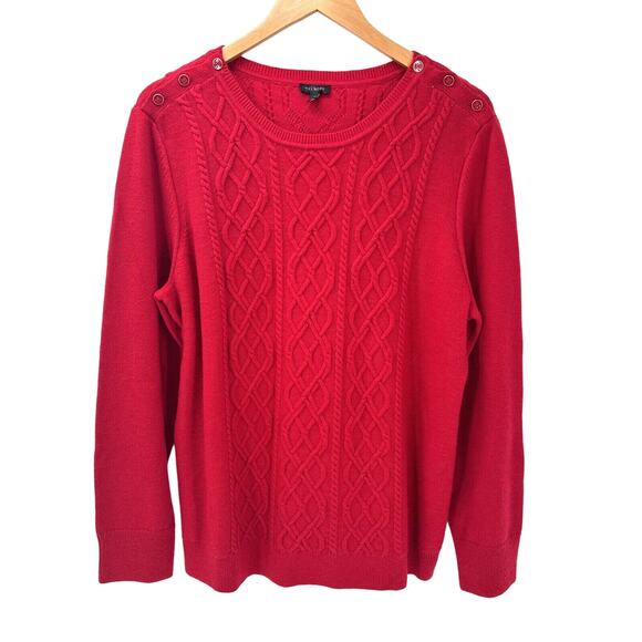 Talbots Sweater Womens XL Red Cable Knit Lambswool Blend - Picture 1 of 7